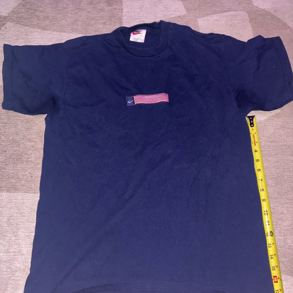 Nike Navy Blue T-Shirt with Flag Detail